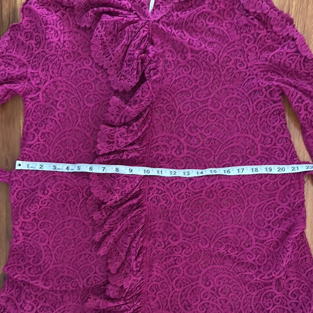 Free People Chic Magenta Lace Dress with Ruffles - Picture 9 of 11